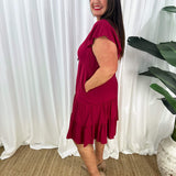 Vestido de mujer – Corte informal – Mangas con volantes – Cuello en V – Botones y cintura ajustable