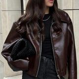 Chaqueta de motociclista de cuero PU de moda
