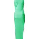 Vestido sin mangas para mujer - Cuello redondo - Abertura lateral - Elegante corte ajustado