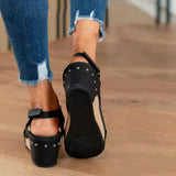 Sandalias de cuña para mujer - Punta abierta - Tira trasera - Elegantes detalles de remaches