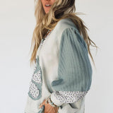 Sudadera con capucha de punto con patchwork floral
