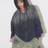 Sudadera con capucha vintage con degradado descolorido