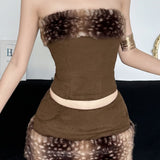 Conjunto de top corto de dos piezas de patchwork de polar