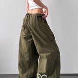 Pantalones cargo de pierna ancha con estampado estilo americano