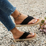 Sandalias de mujer - Estilo chancla - Tira ancha cómoda - Suela plana informal