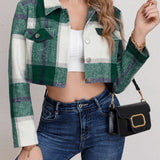 Chaqueta casual a cuadros con mangas largas