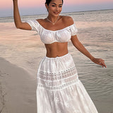 Conjunto de top corto y falda de cintura alta Pure Desire