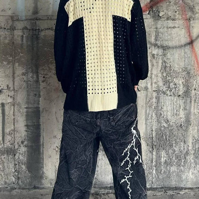 Sudadera vintage de punto de gran tamaño