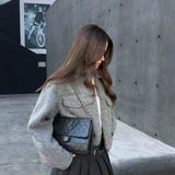 Chaqueta corta de lana estilo streetwear
