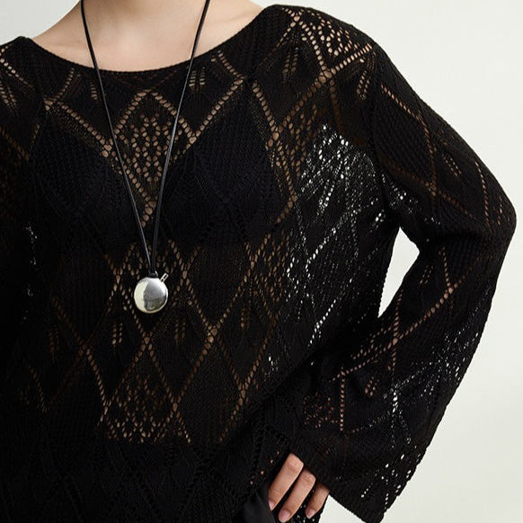 Blusa de punto jacquard con estampado de rombos