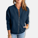 Chaqueta de mujer – Corte relajado – Punto suave – Cierre de cremallera – Estilo casual