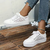 Zapatillas deportivas para mujer – Parte superior con cordones transpirables – Corte bajo – Suela plana antideslizante