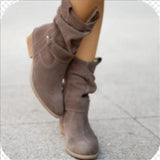 Botas de mujer - Gamuza elegante - Corte relajado - Correas y hebillas decorativas - Comodidad para el día a día
