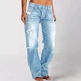 Vaqueros bootcut para mujer - Tiro medio - Efecto desgastado - Corte ajustado - Estilo casual