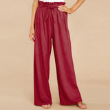 Pantalones anchos para mujer - Cintura alta - Tejido suave - Cintura ajustable - Comodidad elegante