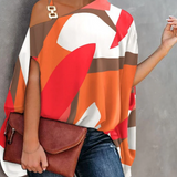 Top de mujer con hombros descubiertos – Corte holgado – Estampado geométrico – Tejido transpirable