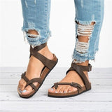Sandalias de mujer - Suela de corcho cómoda - Múltiples tiras con hebilla - Estilo casual