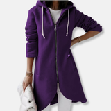 Chaqueta sudadera para mujer – Corte holgado – Algodón – Capucha con cremallera – Largo hasta la mitad del muslo