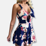 Mono de viscosa Anna con cintura ajustada | Mono floral sin mangas