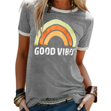 Camiseta de mujer – Corte clásico – Punto suave – Cuello redondo – Gráfico informal