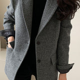 Blazer liso en mezcla de lana