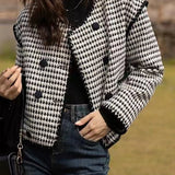 Chaqueta corta de tweed con estampado de pata de gallo