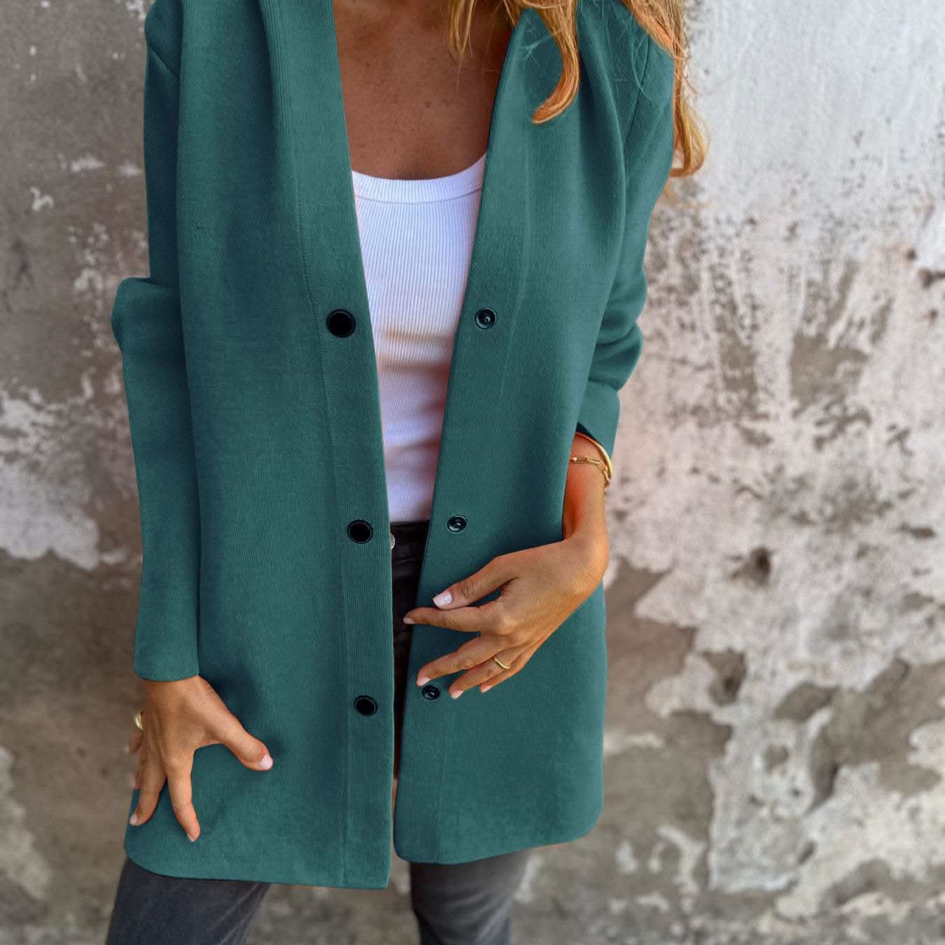 Cárdigan de punto con capucha lujoso, largo y cálido para mujer.