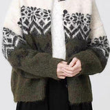 Cárdigan de punto Fair Isle retro nórdico con estampado de copos de nieve