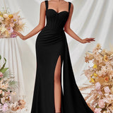 Vestido de noche maxi sexy ajustado con abertura