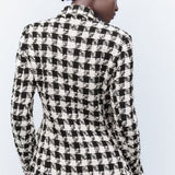 Blazer cruzado de pata de gallo