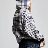 Sudadera con capucha y cremallera a cuadros con estampado Y2K