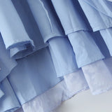 Vestido de noche romántico de jacquard azul sin espalda