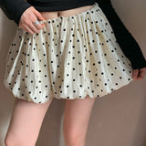 Minifalda retro de lunares con corte A y cintura elástica