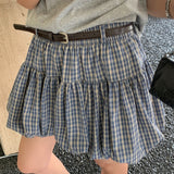 Minifalda de cuadros tulipán de cintura alta