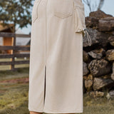 Falda cargo midi de mezclilla vintage de cintura alta