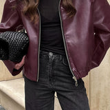 Elegante chaqueta de moto de PU mate