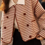 Chaqueta corta de tweed con estampado de pata de gallo