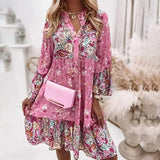 Leah - Vestido de verano multicolor con escote en V