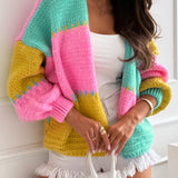 Chaleco holgado de punto con bloques de color y estilo informal