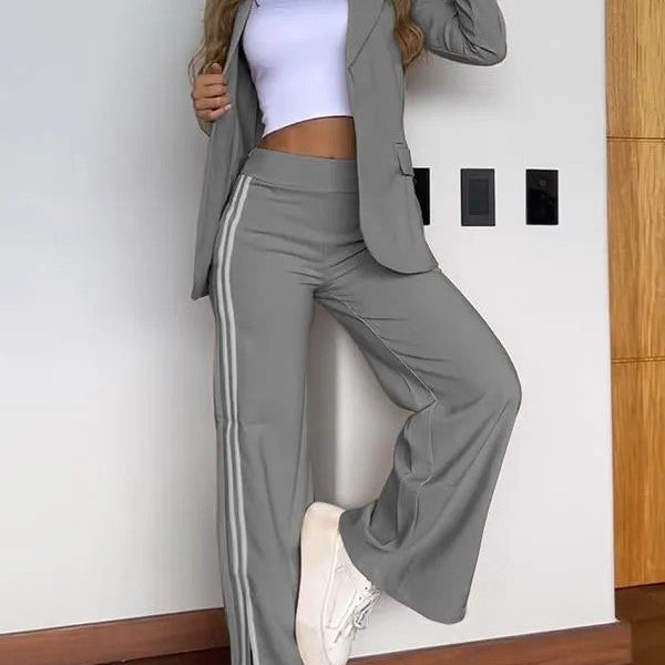 Conjunto de chándal para mujer – Corte holgado – Tejido transpirable – Rayas laterales