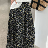 Falda plisada de cintura alta con estampado floral retro