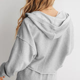 Sudadera con capucha lisa, elegante e informal con cuello en V