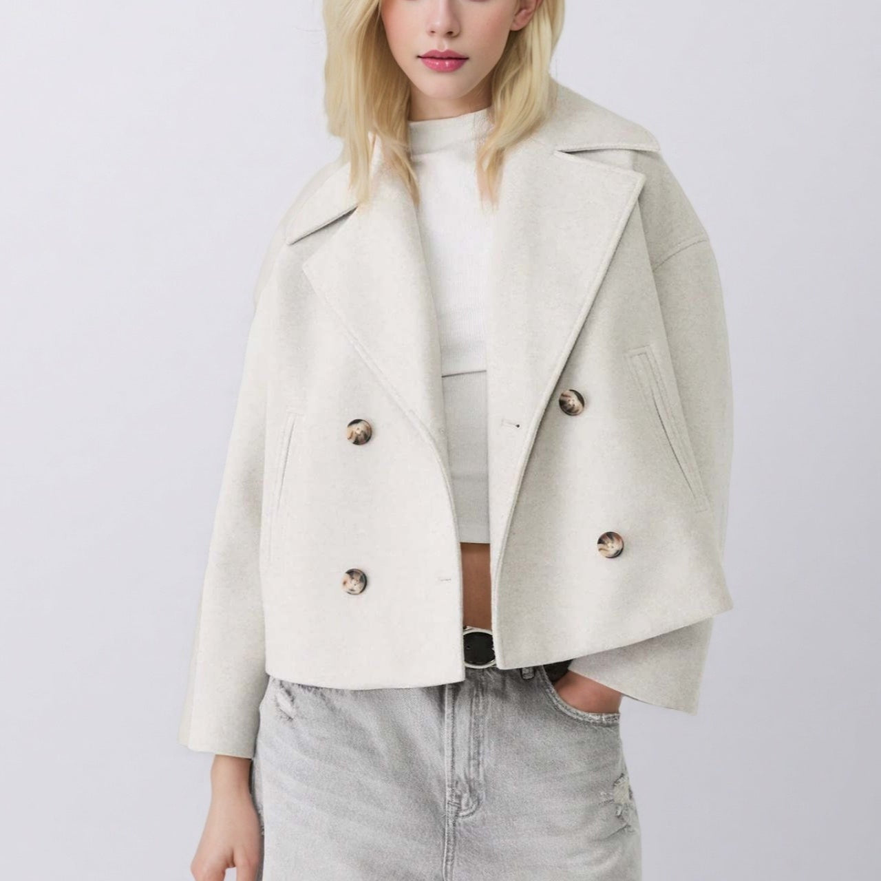 Chaqueta oversize con solapas en mezcla de lana