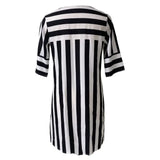 Vestido de mujer - Rayas - Corte recto y holgado - Mangas medias - Cuello en V informal