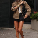 Chaqueta corta retro de ante