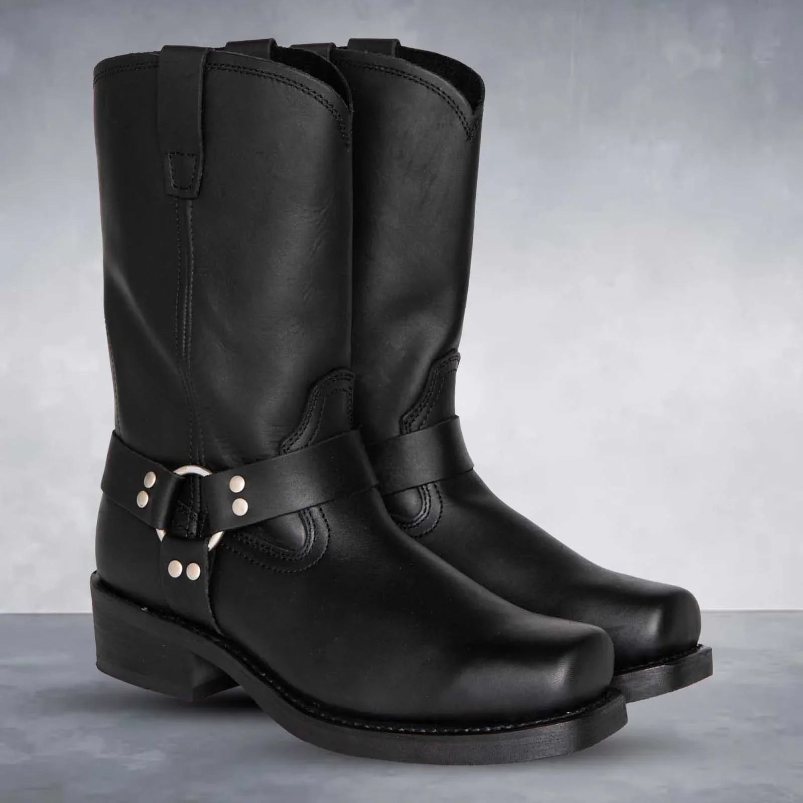 Zapatos de vaquero unisex – cuero – media pantorrilla – correa con hebilla – estilo western