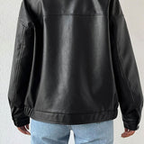 Chaqueta de piel sintética de color liso