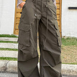 Pantalones cargo de cintura alta en color verde militar