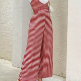 Mono de mujer - Estampado de pata de gallo - Sin mangas - Corte ancho elegante