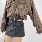 Abrigo cargo corto con cuello alto